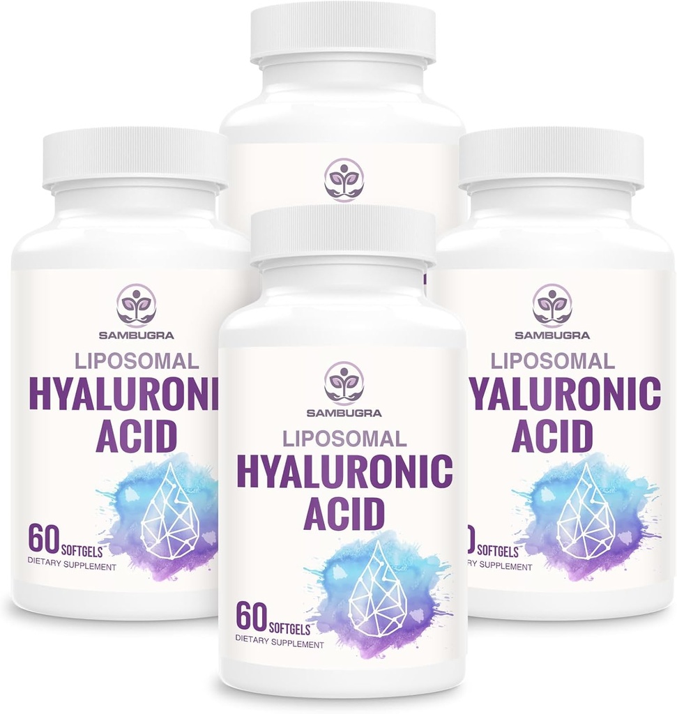 Liposomaalinen hyaluronihappo 1000 mg, korkea biologinen hyötyosuusHyaluronihappokapselit, ravintolisät Tuki iho ja luut, 240 kapselia (Pack of 4)