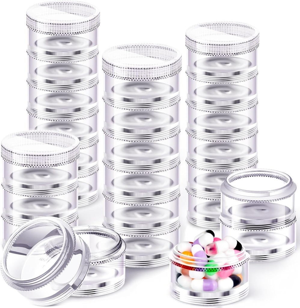 Sieral 4 pakkaus 7 päivän pinottavat pillerit Organizer tapauksessa pinottavat viikon lisäravinteet Vitamiinit Yksittäisiä säilytyslaatikoita Laatikot haltija Dispenser kanssa Lids for Travel Medicine, selkeä