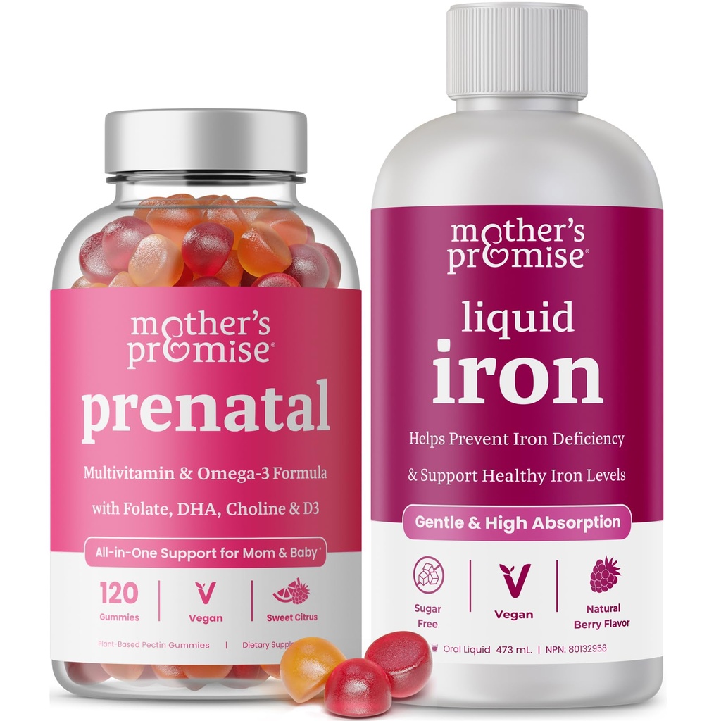 Äidin lupaus ennen syntymää Gummies & Liquid Iron Bundle
