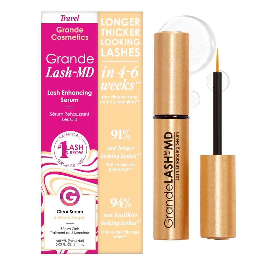 Grande Cosmetics GrandeLASH-MD Lash Enhancing Serum - Peptide & Vitamin Infused Formel för längre, tjockare, Fuller Looking Lashes - Ophthalmologist Testad, Cruelty-Free