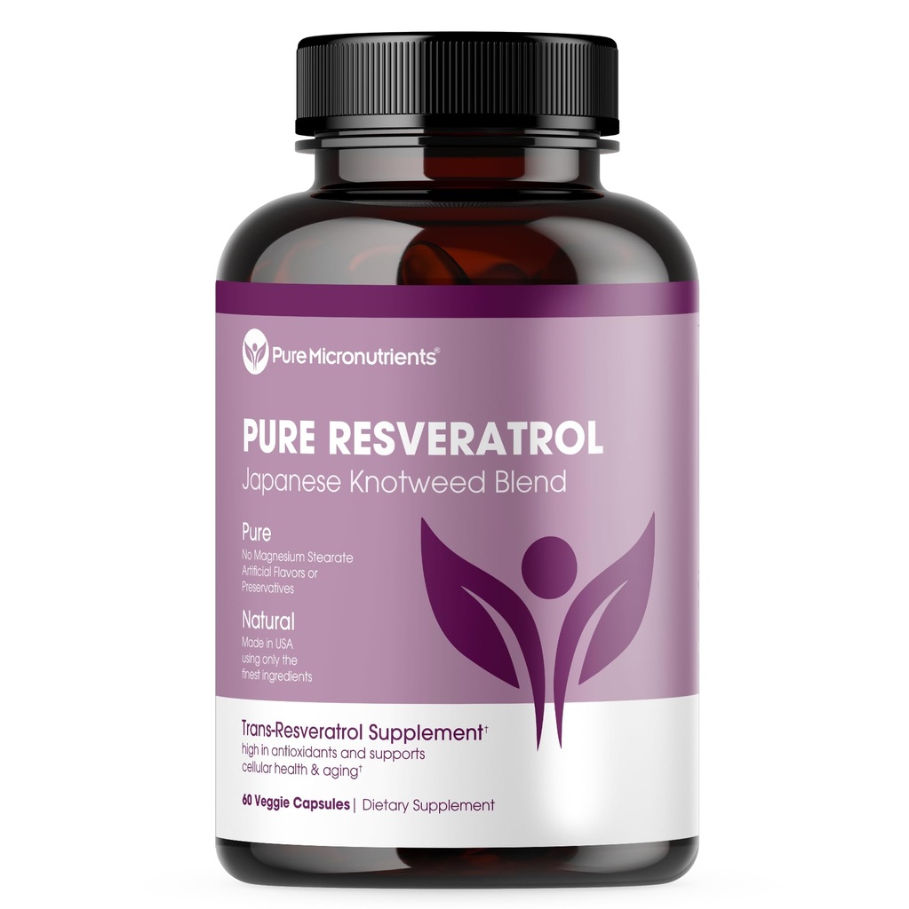 Pure Resveratrol täydennysosa - Extra Strength 600 mg Trans- Resveratrol Per Serve - varten sydän, kognitiivinen, Immuuniterveys Support . Puhdistettu & Biosablet - 60 Vegan Caps
