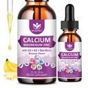 Kalsiumsitraatti 1000 mg D3-vitamiini naisille ja miehille - nestemäinen kalsium Magnesiumsinkki D3 K2 täydentää luun, hampaiden tuki, sokeriton, vegaaninen, banaanin maku - 1 Fl Oz (2 pakkaus)