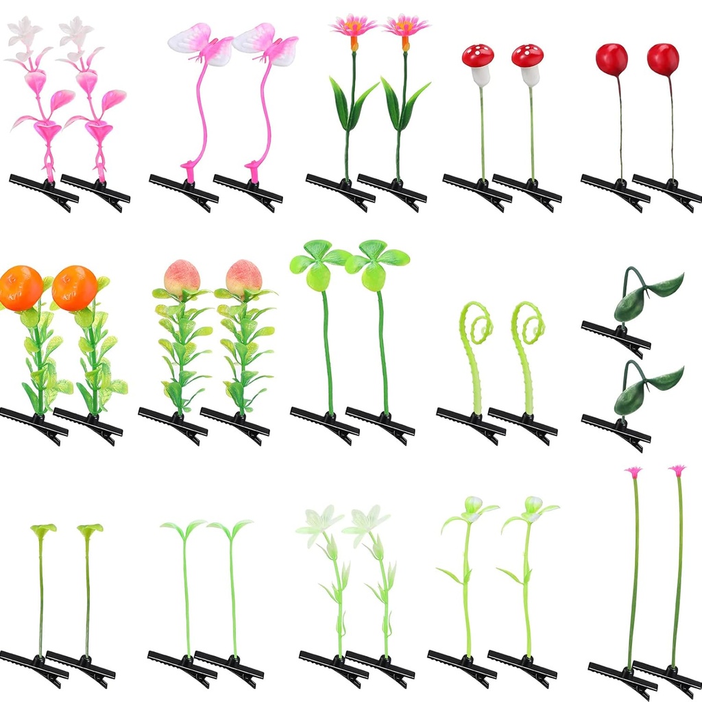 30 Pcs Mixed Style Hair Clips för kvinnor och flickor - Bean Sprout, Flower, Grass, Butterfly Hairpins & Barrettes - Great for School, Home, Party, Christmas