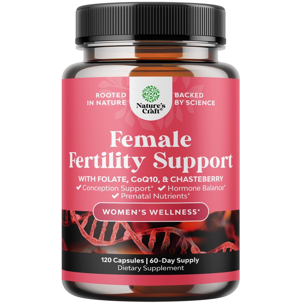 Fertilitetstillägg för kvinnor med prenatala multivitaminer - Kvinnlig fertilitetsstöd med Prenatal Choline Inositol Folate Chasteberry och Q10 Fertilitet Blend för kvinnor att främja snabbare uppfattning