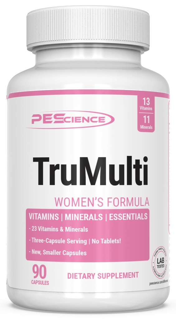 PEScience TruMulti Multivitamiini naisille rauta, päivittäin Formula Premium C-vitamiini, D, Sinkki täydentää immuunitukea, kelatut mineraalit, 90 Helppo niellä kapselit