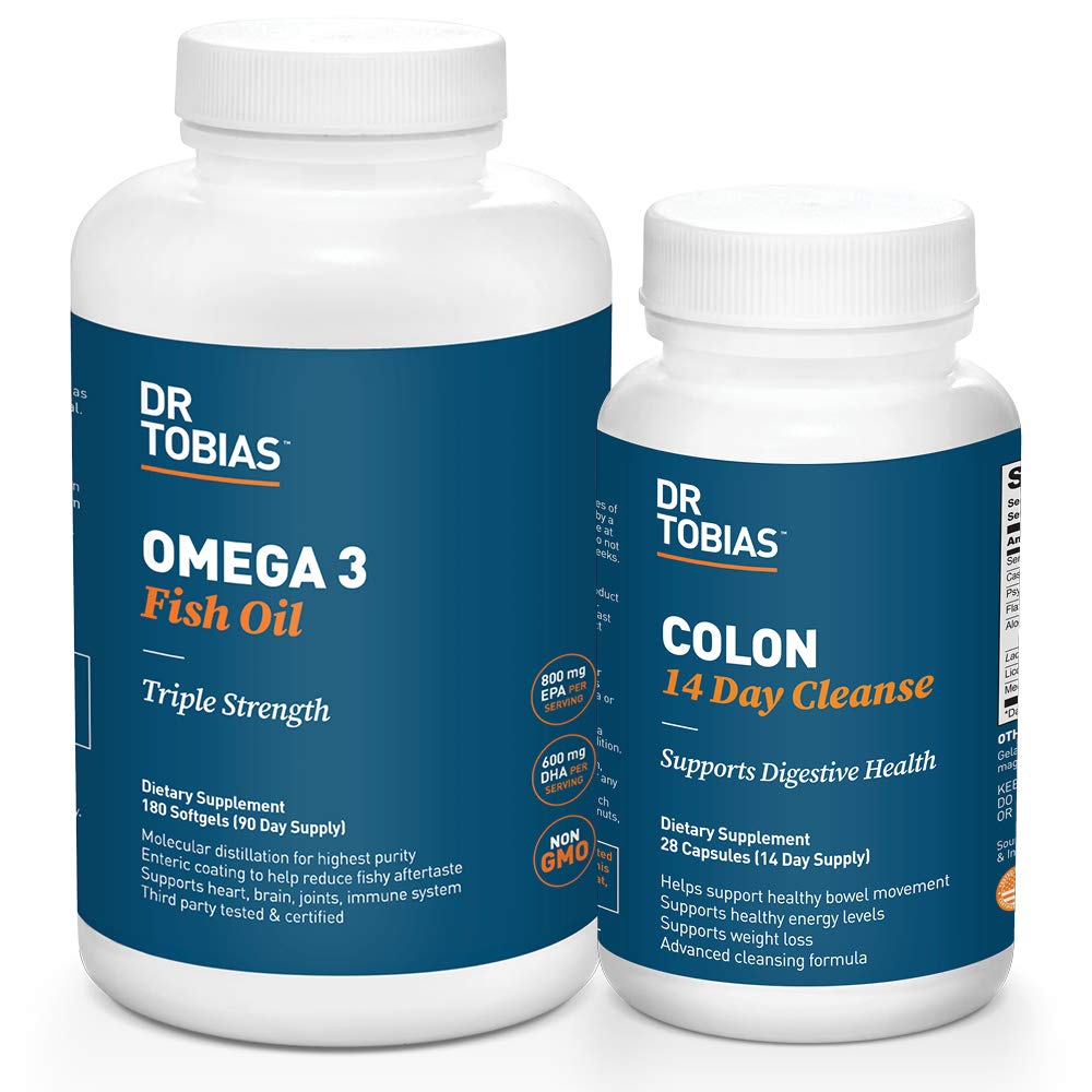 Tohtori Tobias Omega 3 Fish Oil and Colon 14 Day Cleanse for Imagetion and Overall Health