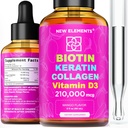 Liquid Biotin Keratin Collagen Peptides & D3-vitamiinia hiusten kasvua MCT Oil Drops 210 000 mcg 