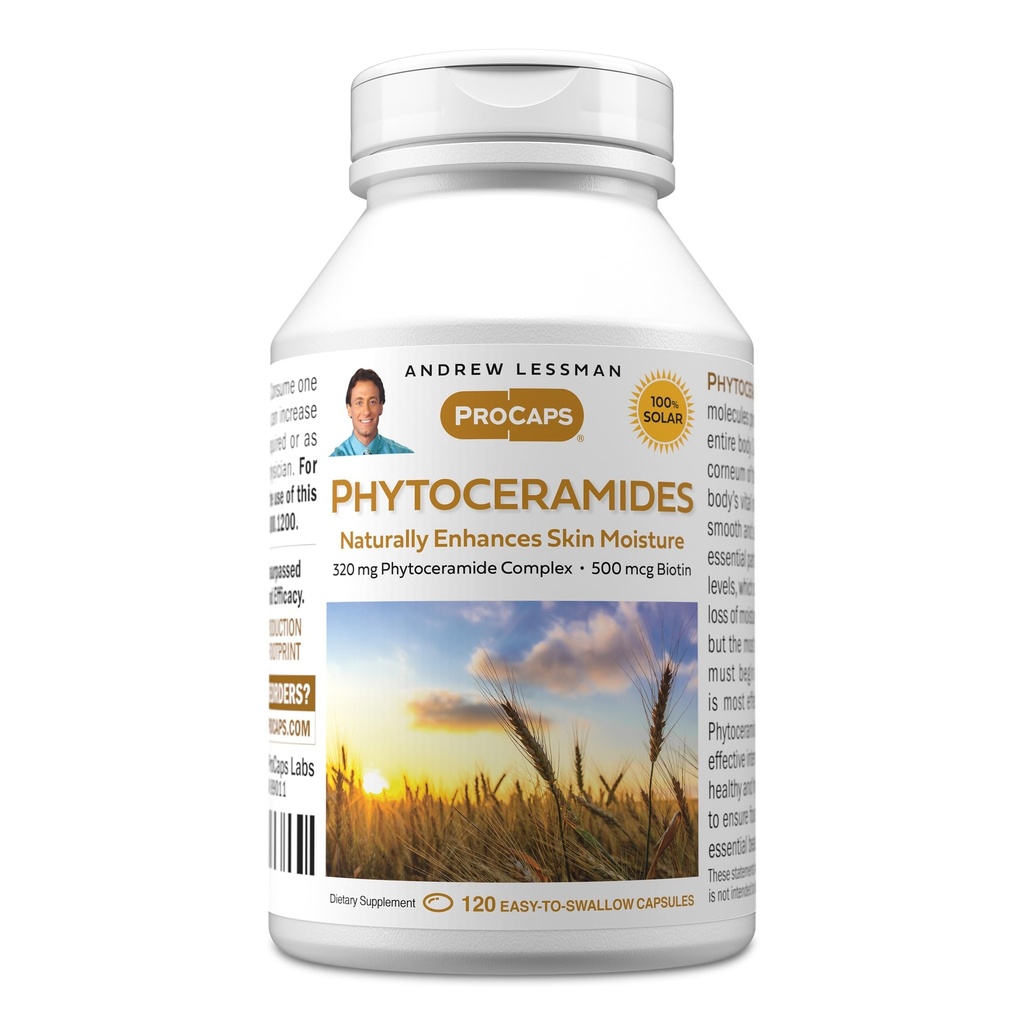 ANDREW LESSMAN Phytoceramides med Biotin 120 Softgels - Skin Vital Natural Internal Moisturizer. Naturligtvis förbättrar mjuk, smidig, strålande hud. Inga tillsatser. Liten lätt att svälja Softgels