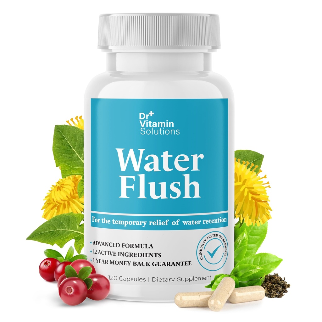 DR VITAMIN SOLUTIONS Diuretic Water Pills for Weight Control - Instant Relief from Bloat and Swelling - Green Tea, Cranberry, Dandelion Leaf Extract - Water Retention Pills for Women & Men, 120 Caps