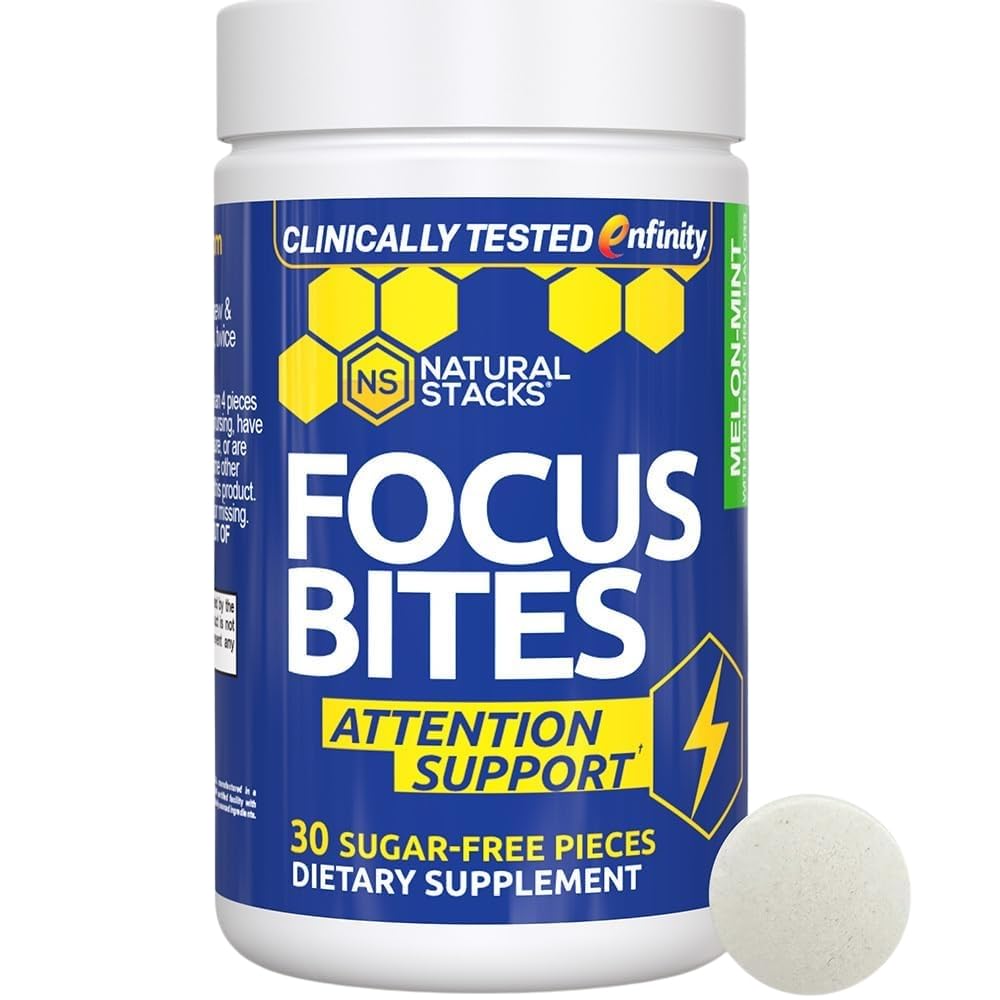 Paraksantiini Supplement 100mg - Kofeiiniton Focus Supplement Tuottavuus ja Huomio - Kliinisesti testattu Enfinity Paraksantiini - Jitter Free Energy Support - 30 Melon Mint Focus Bites