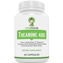 VitaMonk L Theanine 400mg täydennysosa - L-Theanine 400mg ei tekoälyä - extra vahvuus L Theanine täydennysosa - Ltheanine 60 kapselia