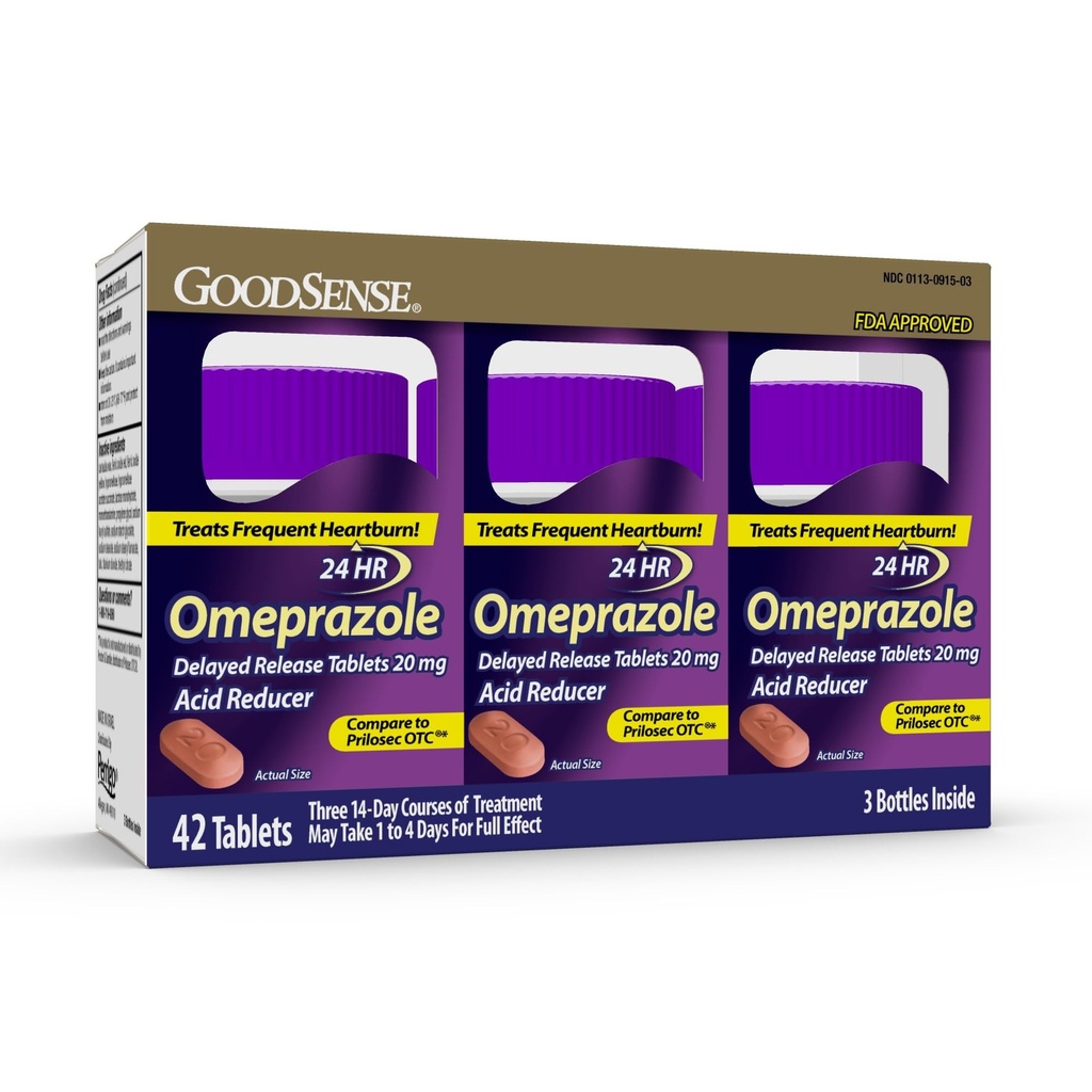 GoodSense Omepratsoli Viivästynyt vapautuminen Tabletit 20 mg, vatsahapon reduktori usein närästyksen hoitoon, 42