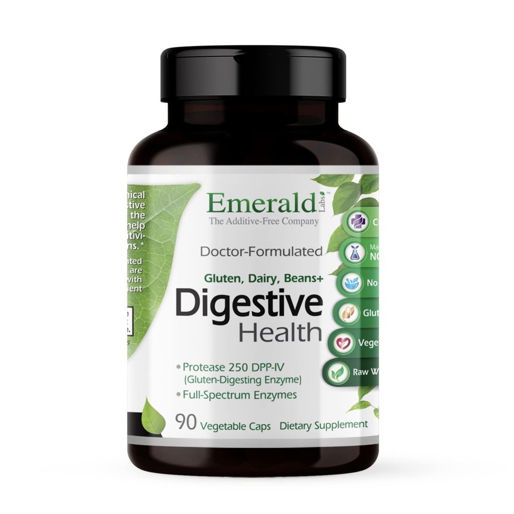 EMERALD LABS Digestive Health - Digestive Aid med Probiotics & Digestive Enzymes - Stöder Gut Health & Constipation - Vegetarian, Gluten-Free - 90 Vegetabiliska kapslar (30-dagars leverans)