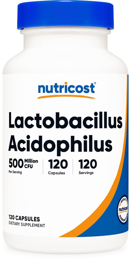 Nutricost Lactobacillus Acidophilus 500 miljoonaa PMY per serving (120 kapselia)
