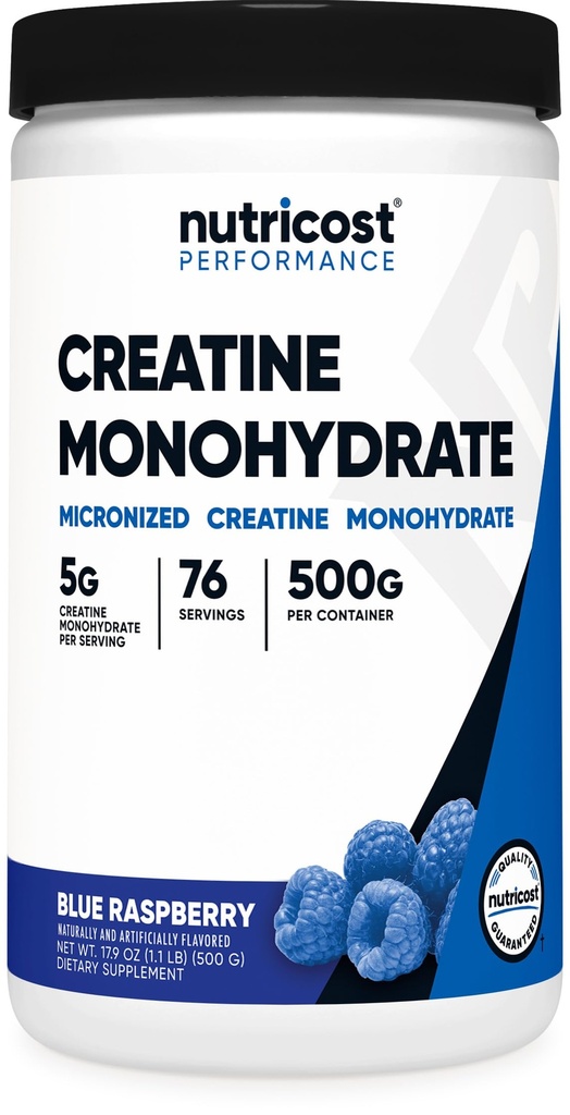 Nutricost Creatine Monohydratpulver (Blue Raspberry), 500 Grams (1.1 LBS)