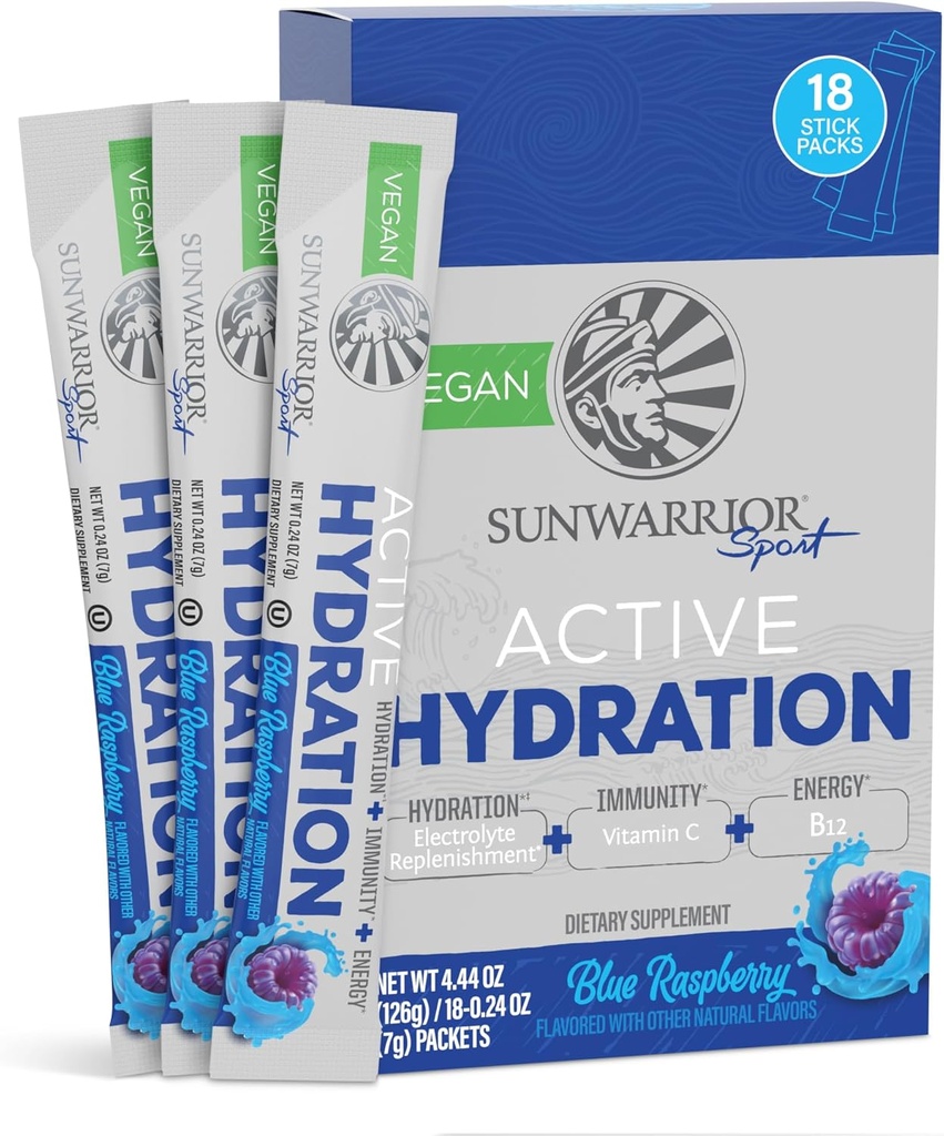 Sunwarrior Hydration Powder Electrolyte Packets Powder B12 Elderberry 