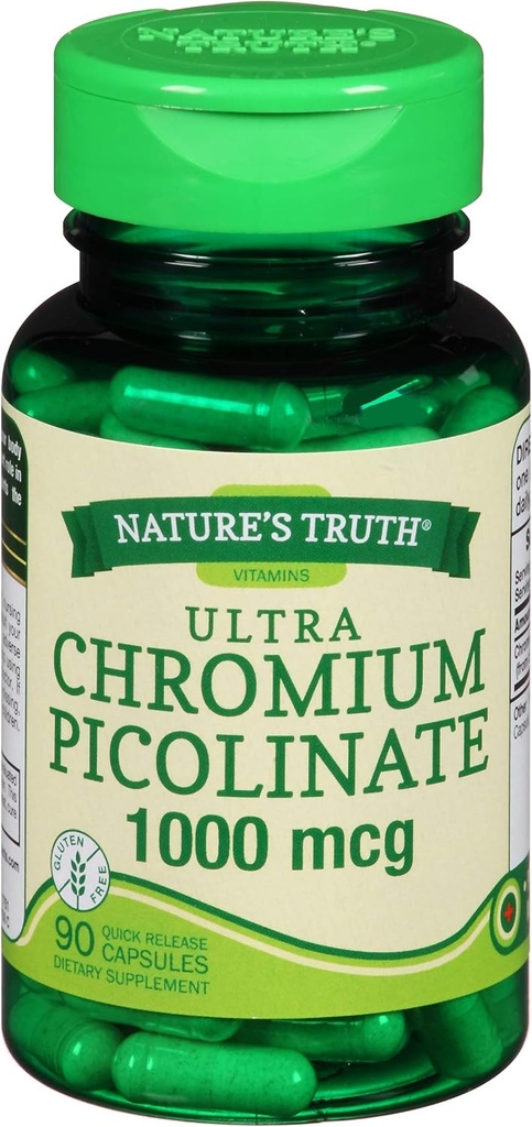 Nature's Truth Ultra Cromicium Picolinate 1000 mikrog Quick Release Capsules - 90 ct, 2 kpl pakkaus