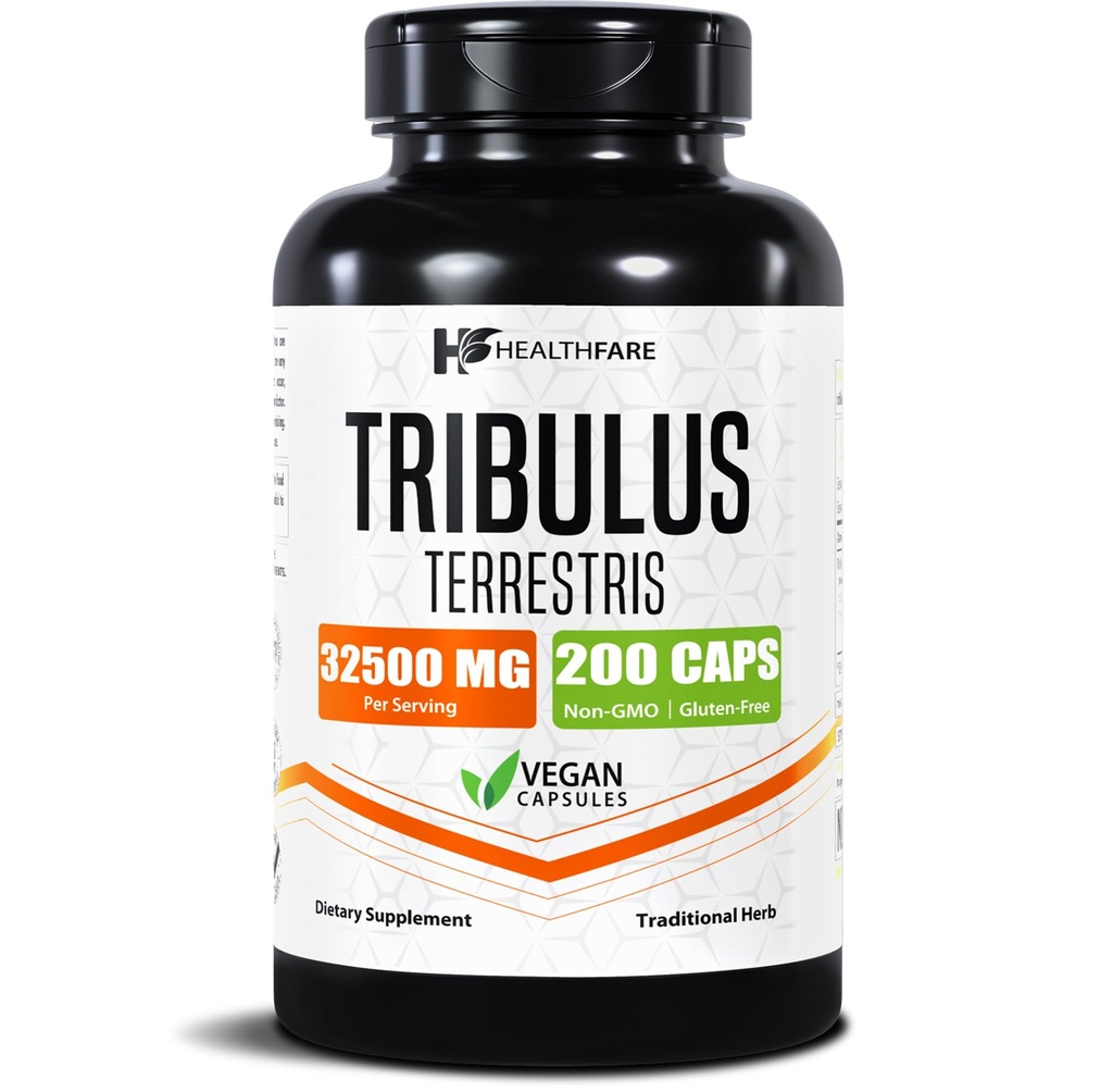 HealthFare Tribulus Terrestris miehille & naisille 32,500 mg Ultra Potency Extract ... 95% Saponins... 200 kapselit ... Natural Strength, Energy & Stamina...