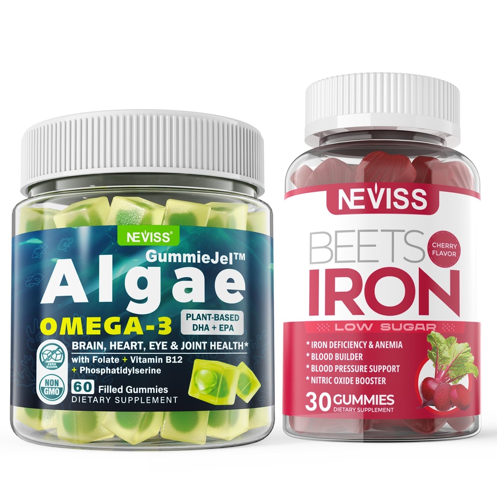 Vegan Omega 3 Gummies 1000 mg + Iron täydentää 12.5mg