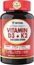 Kasvipohjainen D3-vitamiinia K2 täydentää Softgel - Vit D3 10000 Iu + K2-vitamiini Mk7 200 Mcg, Algae Omega-3, Magnesium, B12-vitamiinia luun ja lihaksen, immuunisupport, Max Imeytyminen, helppo niellä 1 pakkaus