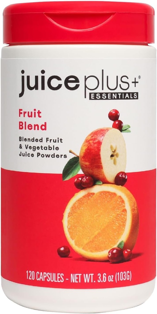 JuicePlus+ Fruit Blend: Plant-Based koko ravintolisä omena, persikka, karpalo, & enemmän! - Vegaani, gluteeniton, ei-muuntogeenisiä, Kosher - pakattu kasviperäisiä vitamiineja - 1 pullo (60 tarjoilua)