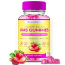 PMS Gummies - Happy Flow PMS Tuki täydentää naisille - Mansikka PMS Relief täydentää B6-vitamiinia Hormonitasapainoon, periodi tuki, Cramps, Hormonaalinen akne & paisuttava helpotus (60 kreivi)