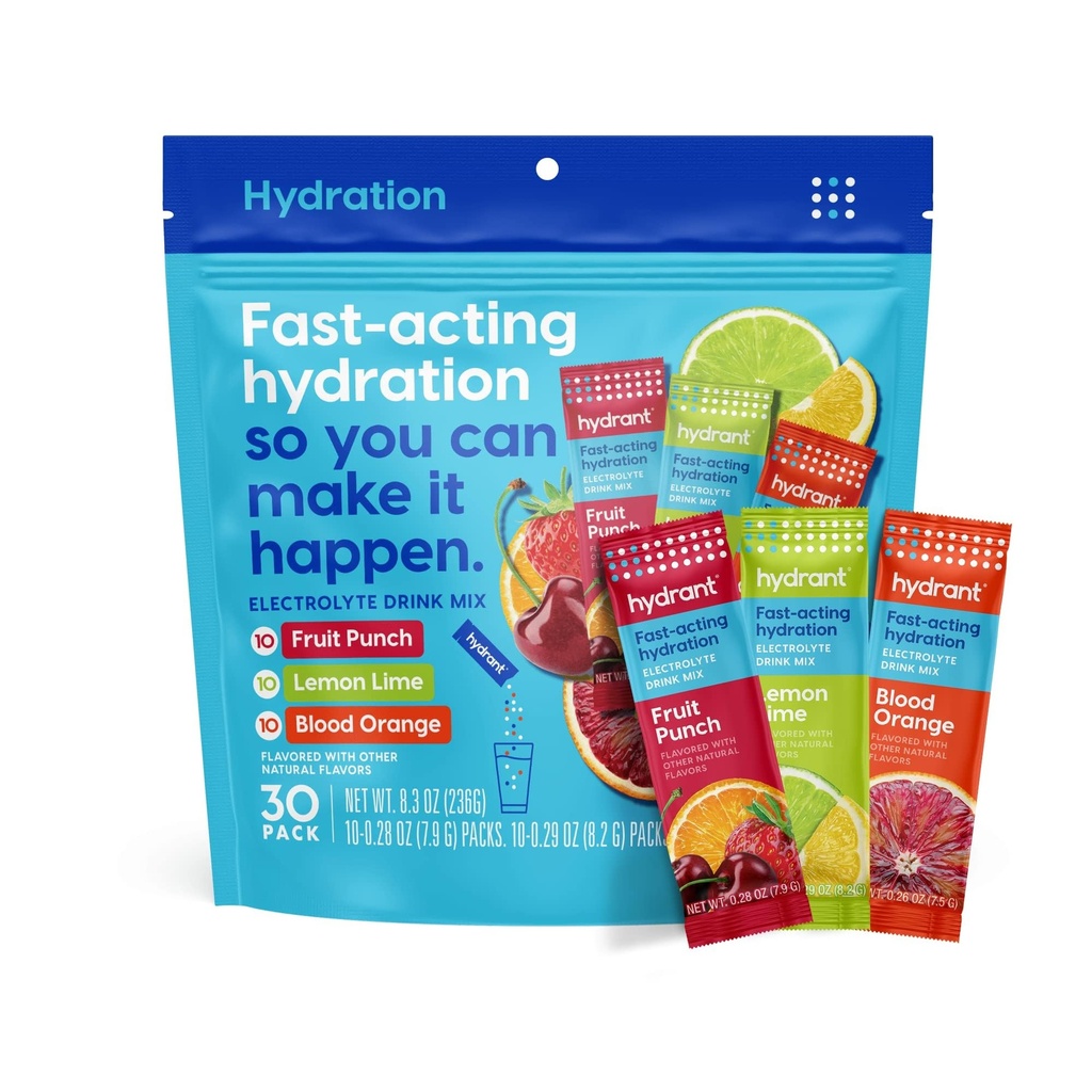 Hydrantti - Hydration Powder Variety Pack, 30 Instant Elektrolyytti nesteytys Packets - Matala sokerijuoma Mix päiväkäyttöön, matkat ja harjoitukset