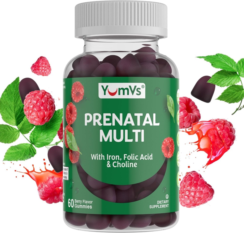 NumVs Prenatal Gummies for women - Prenatal vitamiineja naisille, joilla on foolihappoa, rautaa ja koliinia - kasvissyöjä & Kosher Raskaus Vitamiinit - Naiset Prenatal multivitamiini A C D3 E B6 B12 (60 Count)