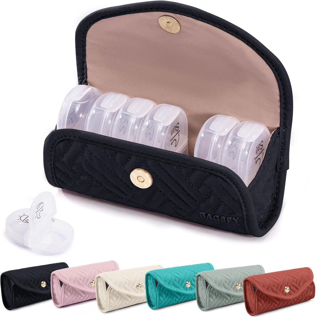BAGSFY Viikoittain pilleri Organizer 2 Kertaa päivässä söpö Fabric pilleri tapauksessa, lääkelaukku, AM PM pillerilaatikko 7 Päivä, Kannettava lääke matka tapauksessa pillereitä, vitamiineja, kalaöljyjä, lisäravinteet.