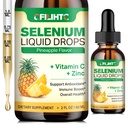 Selen flytande droppar, 200mcg Liquid Selen Supplement med vitamin C & Zink, Stöd för immunsystem, antioxidant och hjärthälsa, hög absorption, ananas smak, 2 Fl Oz