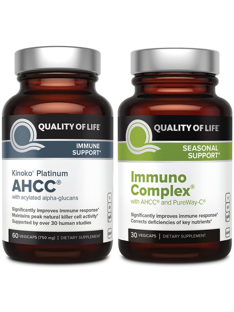Elämän laatu AHCC Kinoko Platinum Mushroom Extract ja immuno Complex Featuring C-vitamiini - Ultimate Immuuni tuki Bundle