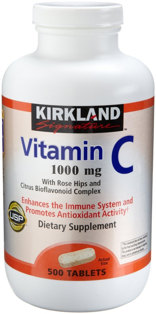 Kirkland Vitamin C med Rose Hips och Citrus Bioflavonoid Complex (1000 mg), 1000-räkna ((1000mg tabletter))