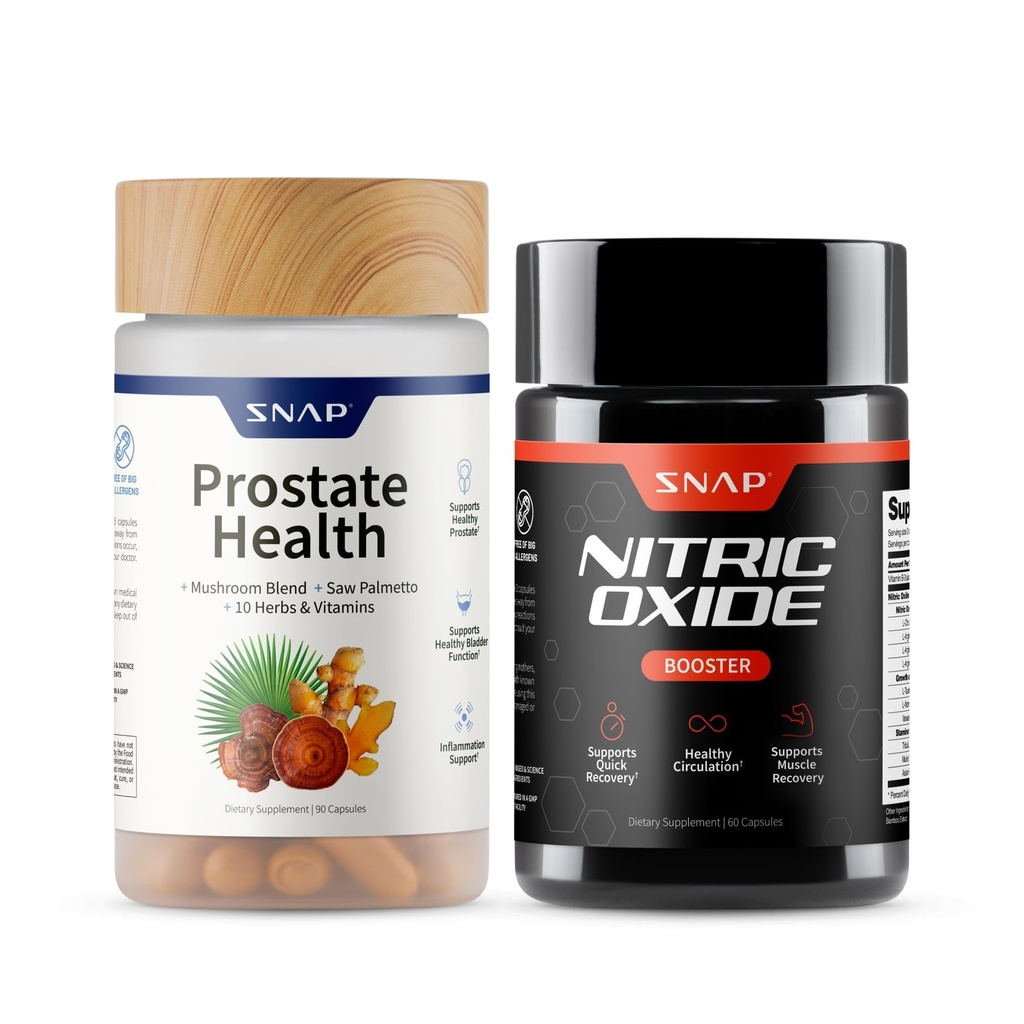 Snap Supplements Prostate Health & Nitric Oxide Supplement Bundle för män, 90 + 60 vegetariska kapslar (1 månads leverans)