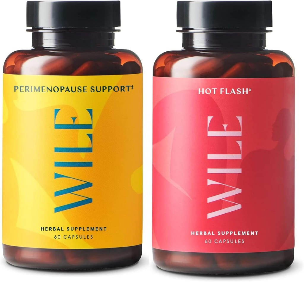 Wile Perimenopaussi tuki + Hot Flash lisäravinteet, 2-pack vaihdevuodet tukea naisille, (2) pullot 60 kapselia Kukin, 120 Yhteensä