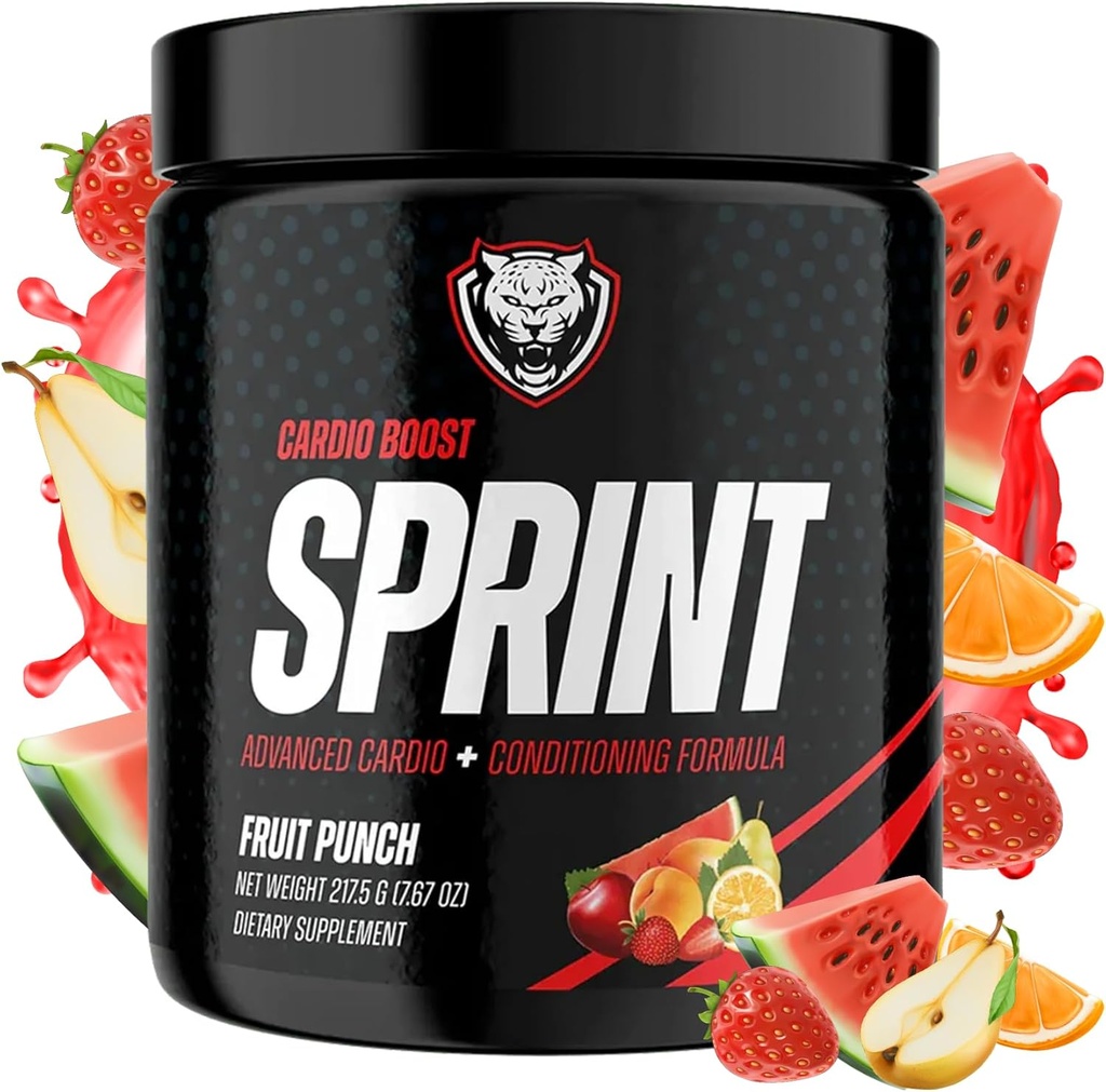 6AM Run Sprint - Pre Workout Powder för omedelbar energiökning för Cardio och Focus - Inga Jitters, High Energy Conditioning Formel - All Natural, Keto, Vegan (Fruit Punch, Full flaska)