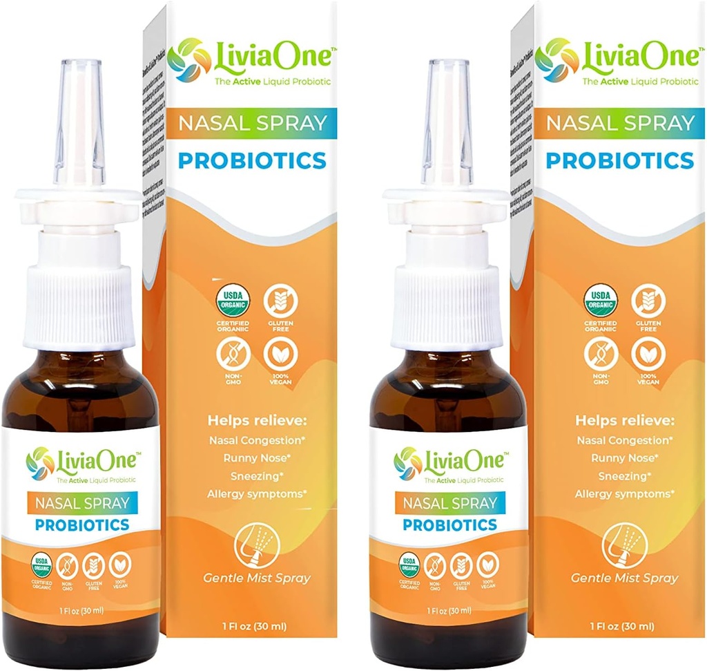LiviaOne Nesal Spray, Kaikki luonnolliset kasvit Probiootti Sinus Spray 1 Fl Oz (Pakkaus 2)