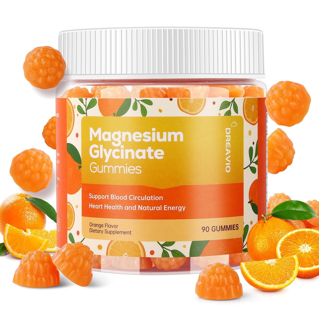 90 Kreivi Magnesium Glycinate Gummies 400 mg w/Ashwagandha täydennysosa - Sokeriton sinkki Magnesium Glycinate täydentää Ashwagandha Gummies aikuisille Orange Flavor
