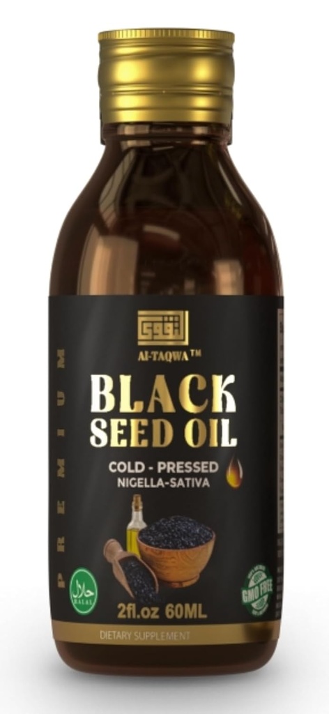 Musta siemenöljy, puhdas neitsyt musta kumina siemenöljy (Nigella Sativa) Kalonji, kylmäpuristettu, jalostamaton, Thymokinoni, vegaaninen Friendly, non GMO, Liquid 60ml