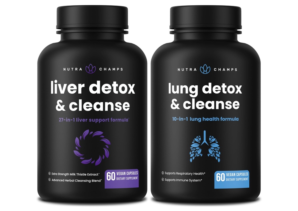 NutraChamps Liver Cleanse Kapselit ja Lung Cleanse Kapselit 2 Pack Bundle
