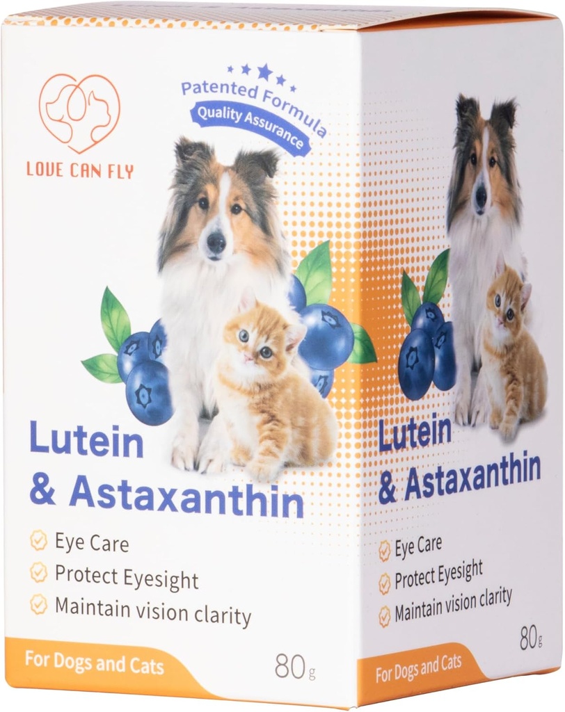 Lutein koirille ja kissan silmät täydentää Astaksantiini Kaikki Natural Ingredient Human Grade Tuki Tear Stain Immuuni,Lutein Lähde USA, Enhance Vision Health hapettumisenestoaineet- 2,8 Oz