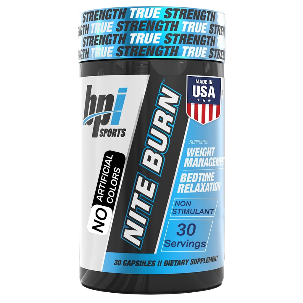 BPI Sports Nite bränna - Nighttime Fat Burner & Sleep Support - Keto-Friendly - Viktminskning, Bränn fett, avkoppling, Boost Metabolism - 30 portioner - 640mg