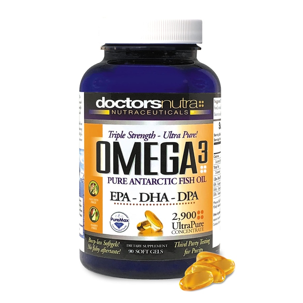 Omega 3 DPA Fish Oil 2 900 Milligram Triple Strength Ultra Pure Concentrated, EPA-DPA-DHA, SoftGels - 30 portioner
