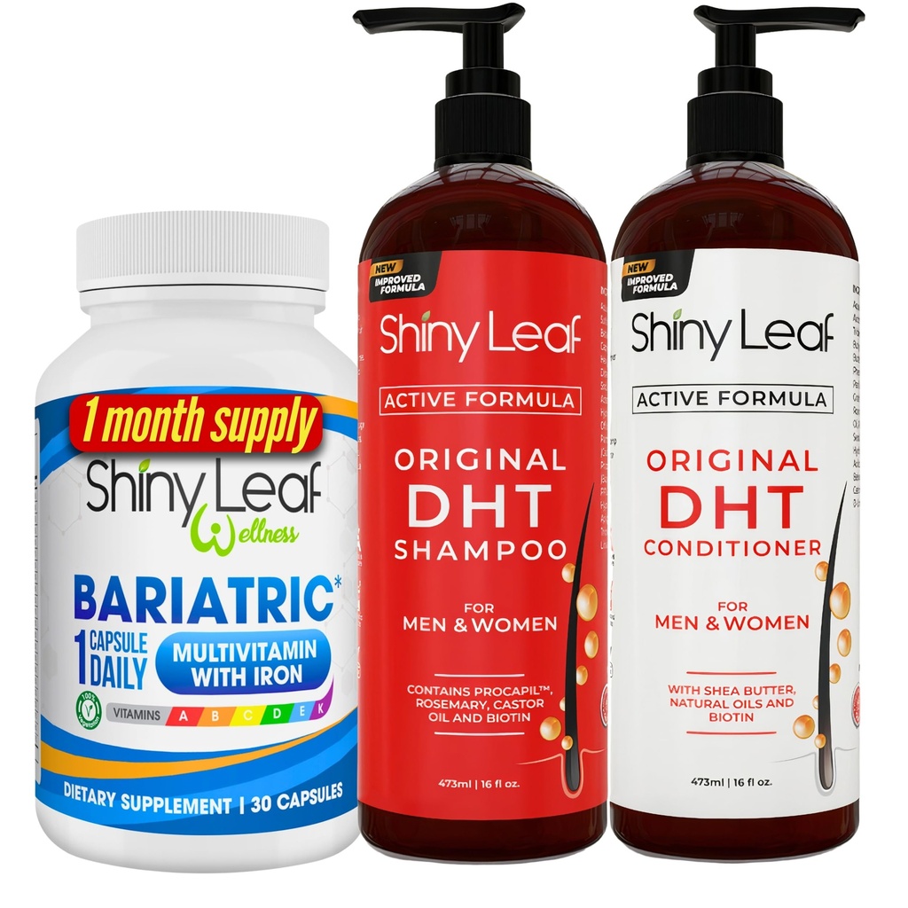 Bariatric Multivitamin med järn och DHT Blocker Shampoo och Conditioner, Hair Loss Shampoo och Conditioner för kvinnor och män