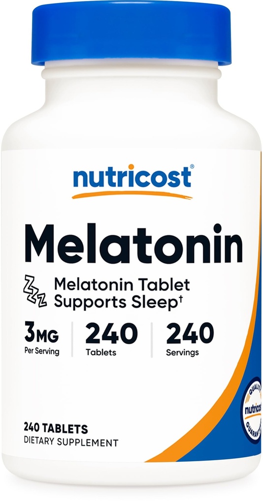 Nutricost Melatonin 3mg, 240 tabletter - 3mg Per Servering, icke-GMO, Gluten Free