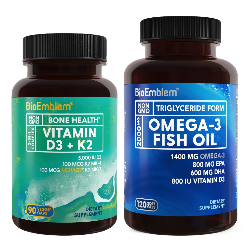BioEmblem-vitamiini D3 K2 Omega-3 Kalaöljy 2000mg
