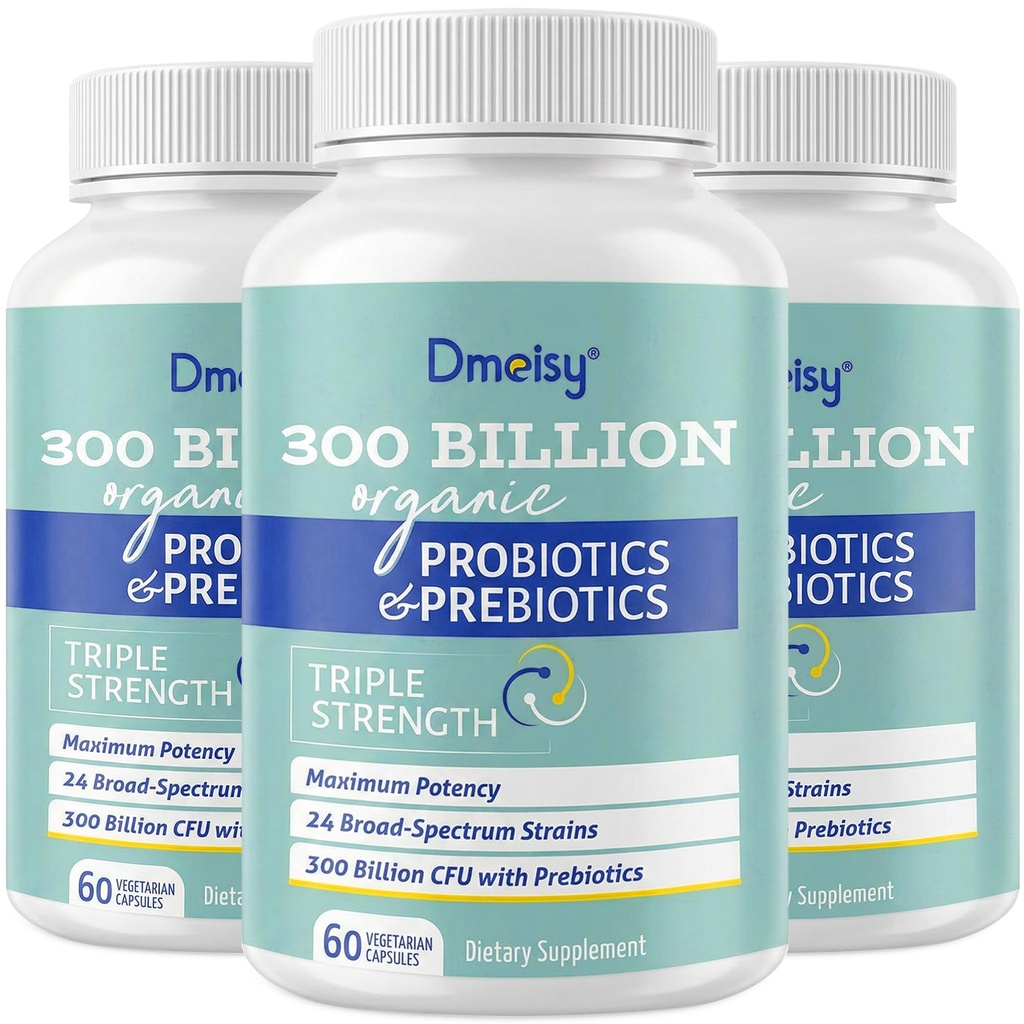 Probiootit naisille ja miehille, 300 miljardia PMY 24 kantaa Probiootit + 15 orgaanista yrttiä Prebiootit Blend, Hylly Vakaa Gut Health Supplement for digestive Immuuni ja koko kehon terveys, 6 kuukauden tarjonta