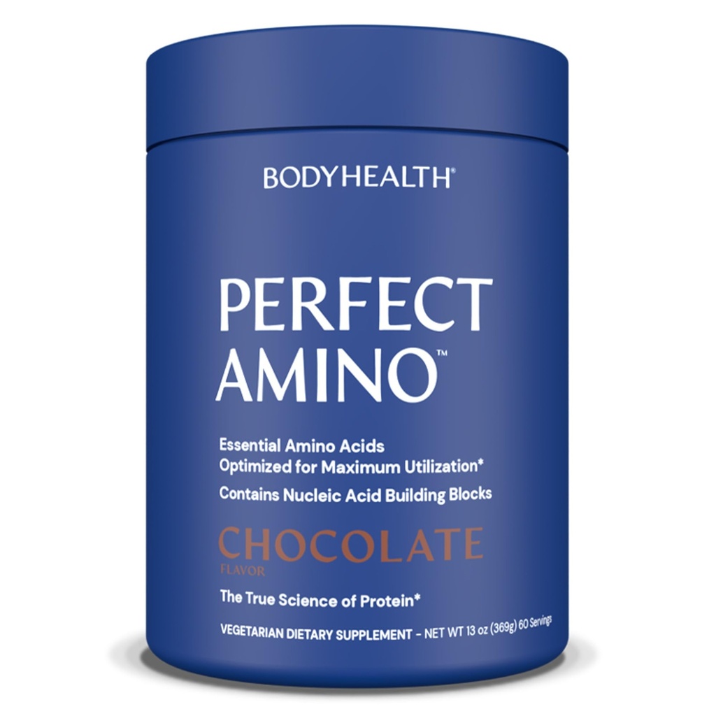 BodyHealth PerfectAmino Powder - BCAA ja EAA Powder for Pre and Post Treout - Aminohappo Energy Drink miesten ja naisten tukea Lean Lihas ja Recovery - suklaa - 60 tarjoilut