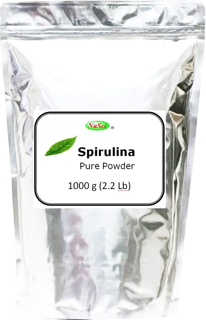 Organiskt odlad Spirulina Powder 1000g (1,0Kg, 2,2 lb) Bulk Pure Fresh GMO Gratis Irradierad