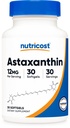 Nutricost Astaksantiini 12 mg, 30 Softgeliä - ei-muuntogeeniset organismit ja gluteeniton